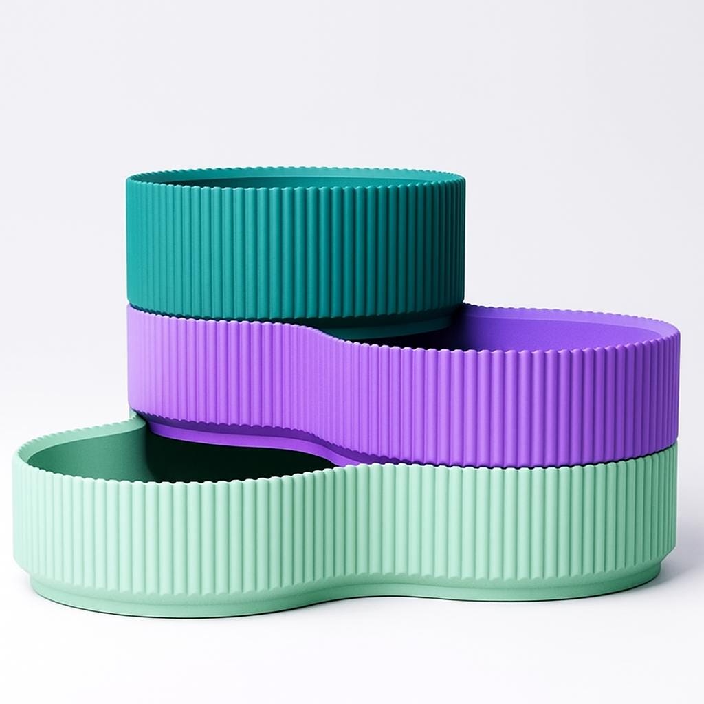 3-Tier Rippled Storage Tray – view 11, 3D printed by RS-3D