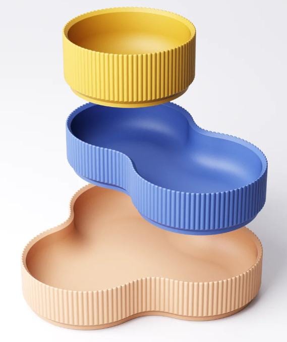 3-Tier Rippled Storage Tray – view 8, 3D printed by RS-3D