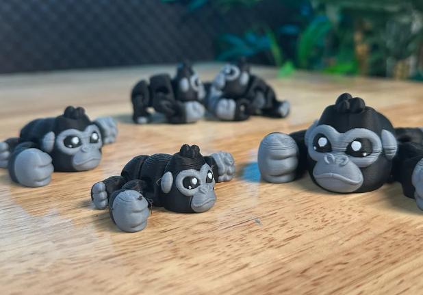 Articulated Gorilla Fidget Toy – view 7, 3D printed by RS-3D