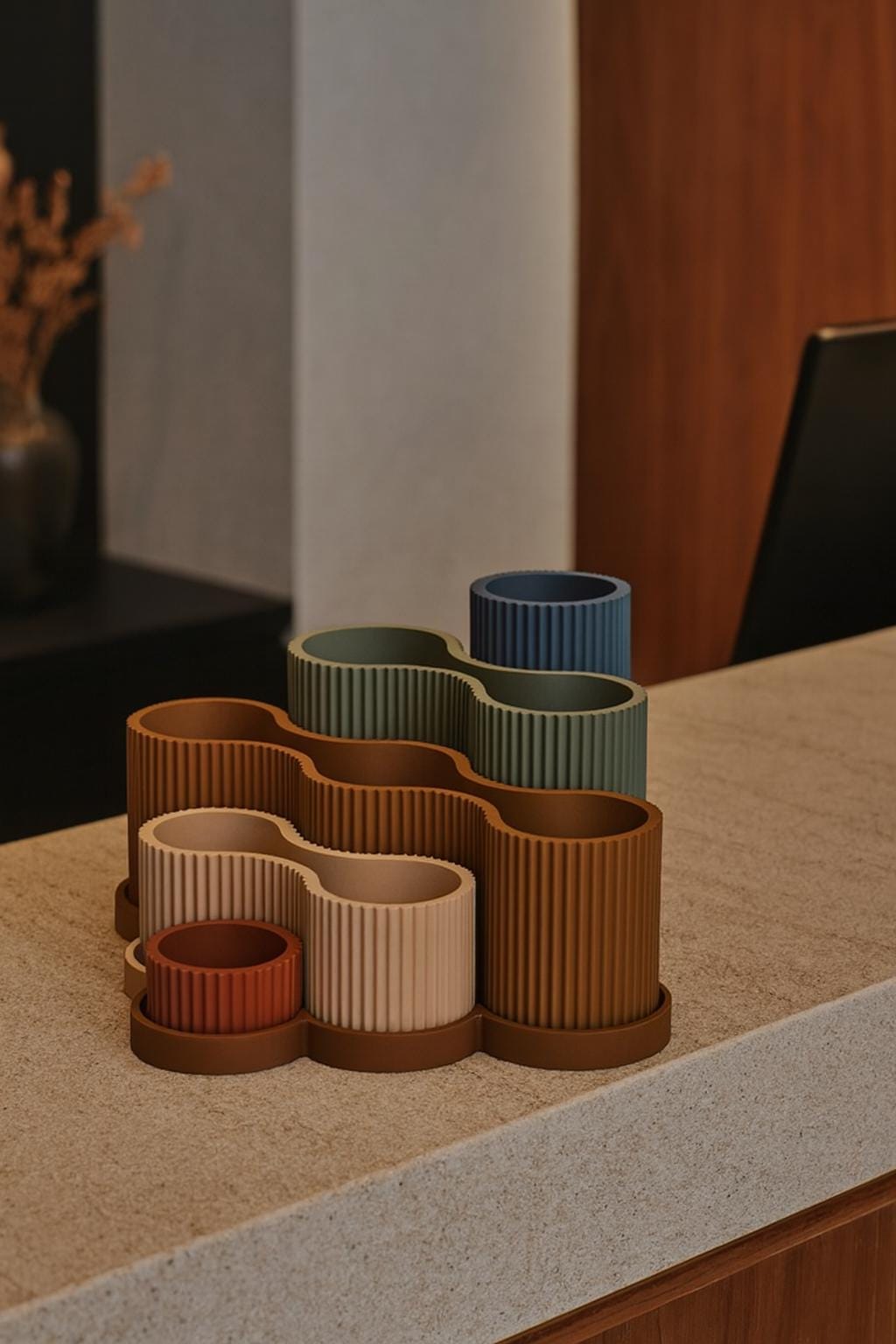 Pastel Ribbed Desk Organiser – view 5, 3D printed by RS-3D