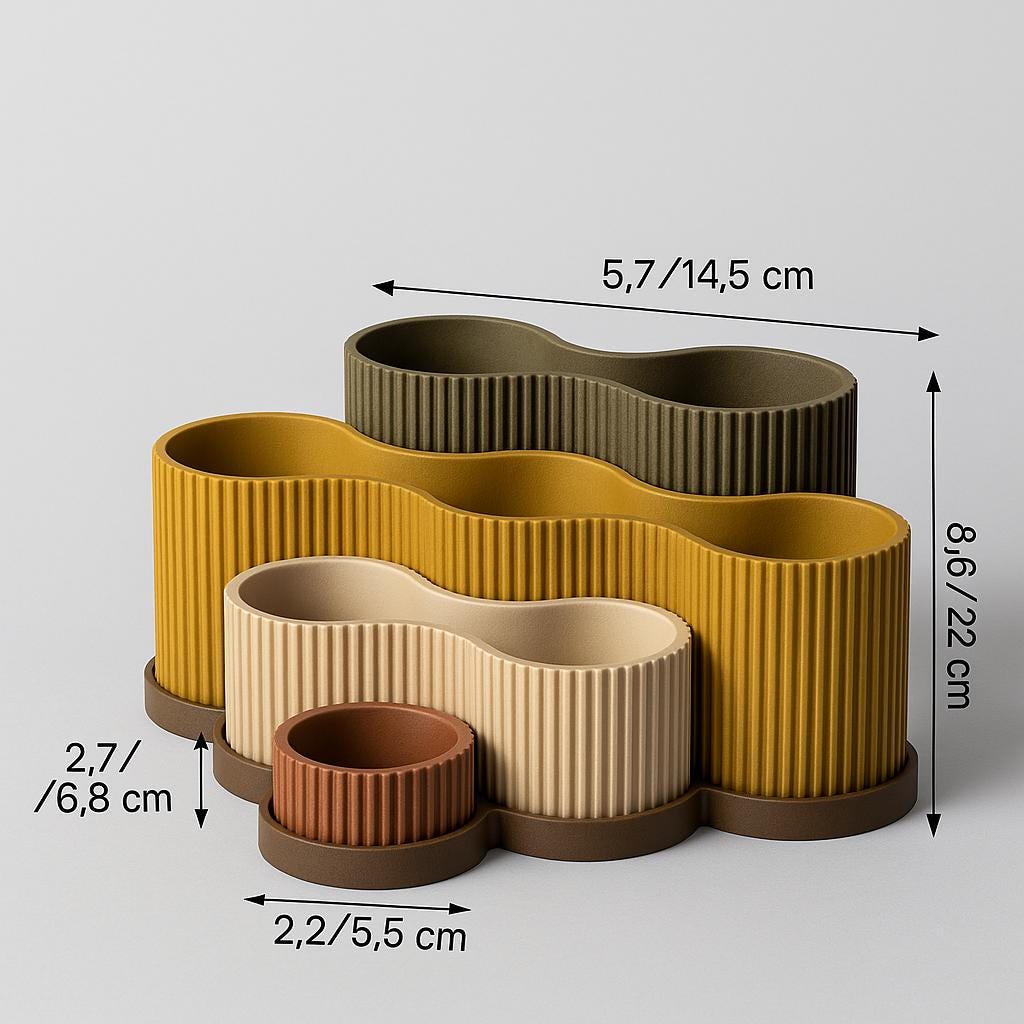 Pastel Ribbed Desk Organiser – view 4, 3D printed by RS-3D