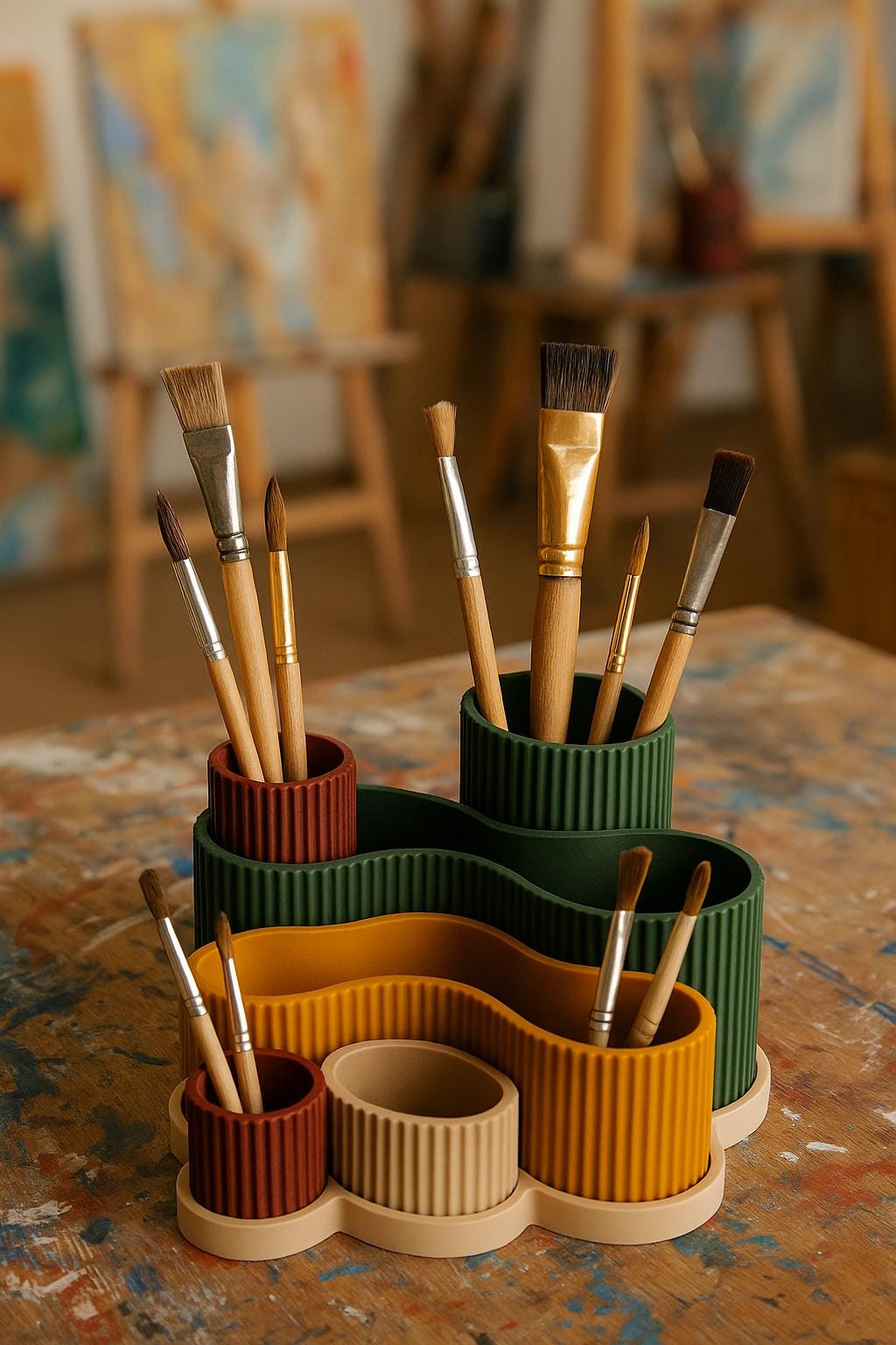 Pastel Ribbed Desk Organiser – view 6, 3D printed by RS-3D