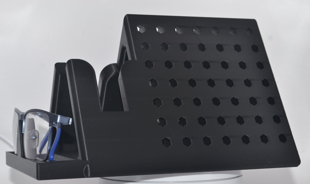 Book Stand & Glasses Holder with Page Holder and Book Spreader – view 7, 3D printed by RS-3D