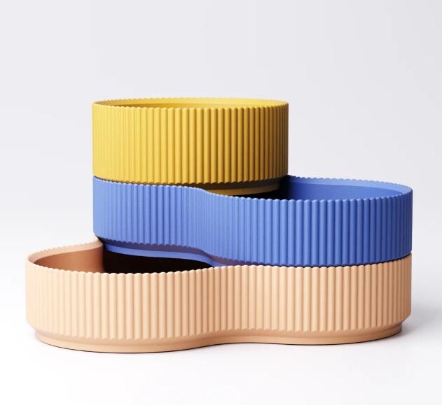 3-Tier Rippled Storage Tray – view 9, 3D printed by RS-3D
