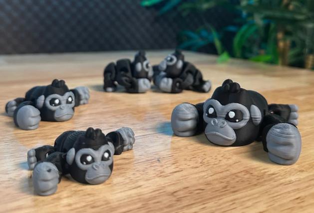 Articulated Gorilla Fidget Toy – view 6, 3D printed by RS-3D