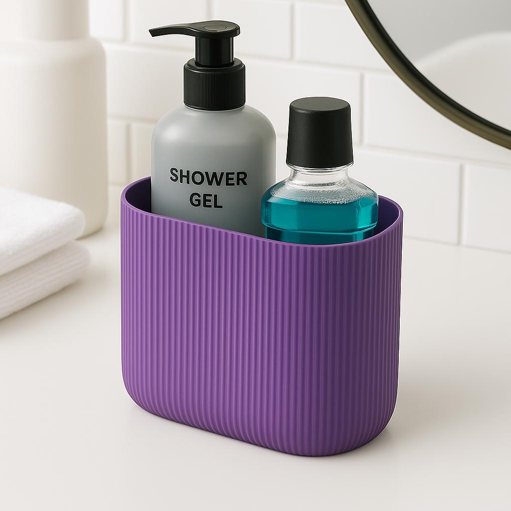 Ribbed Bathroom Caddy with Drip Tray – view 10, 3D printed by RS-3D