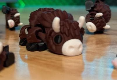 Articulated Highland Cow Fidget Toy – view 7, 3D printed by RS-3D