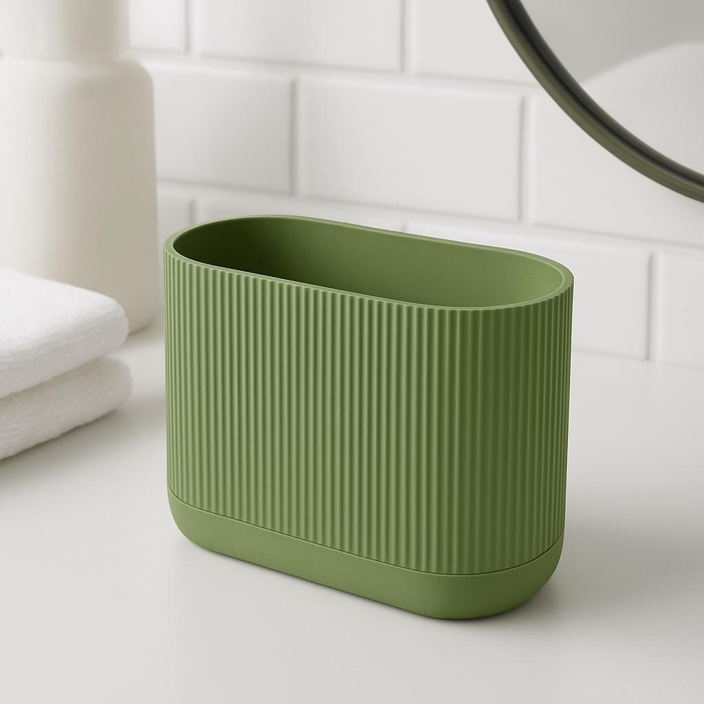 Ribbed Bathroom Caddy with Drip Tray – view 7, 3D printed by RS-3D