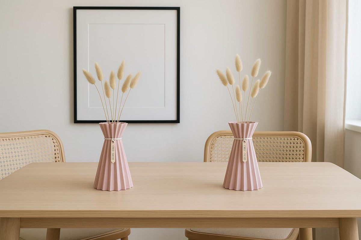 Modern Pleated Vase | 3D Printed Geometric Vase for Dried Flowers | Minimalist Home Décor, Nordic Style Vase, Gift for Plant Lovers