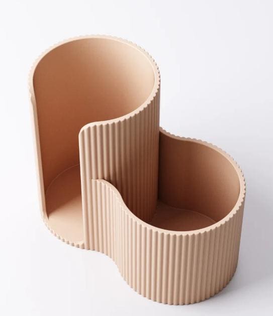 Minimalist Bathroom Organizer – Cotton Pad & Cotton Swab Holder, Modern Ribbed Storage Box
