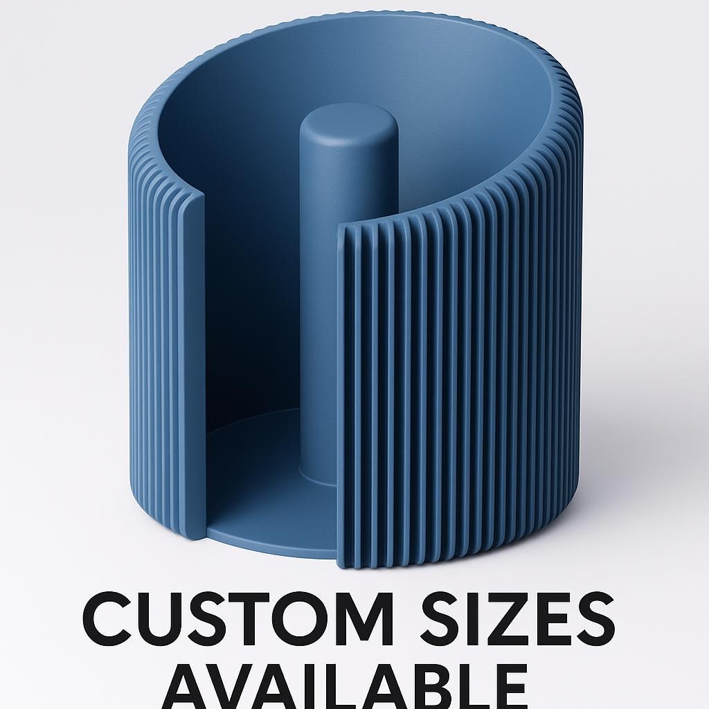 Kitchen Roll Holder Modern Ribbed Paper Towel Stand 3 sizes Countertop Organizer Campervan Home Décor Blue roll holder fall gift clean up