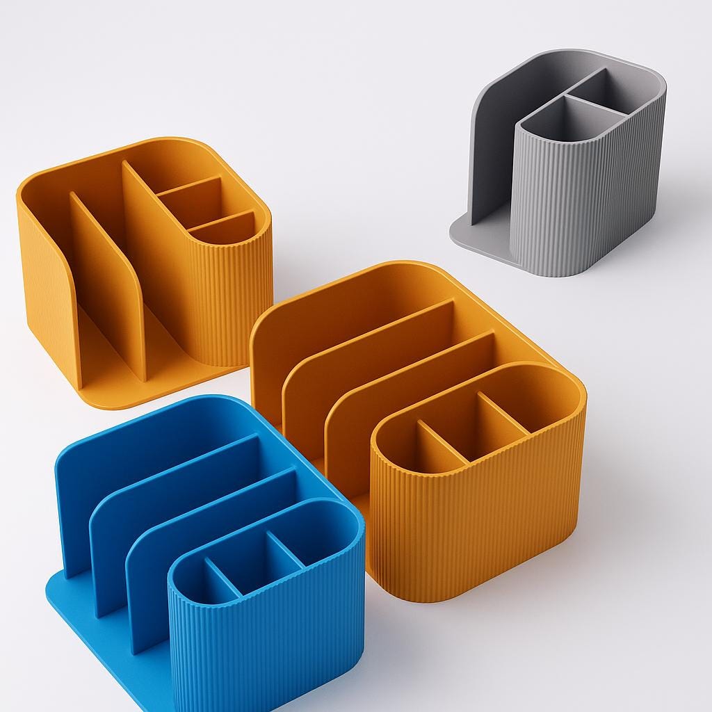 Modern Desk Organiser Ribbed Pen Holder & Notebook Stand Minimalist Office Storage Custom Colour fall gift