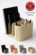 Modern Desk Organiser Ribbed Pen Holder & Notebook Stand Minimalist Office Storage Custom Colour fall gift