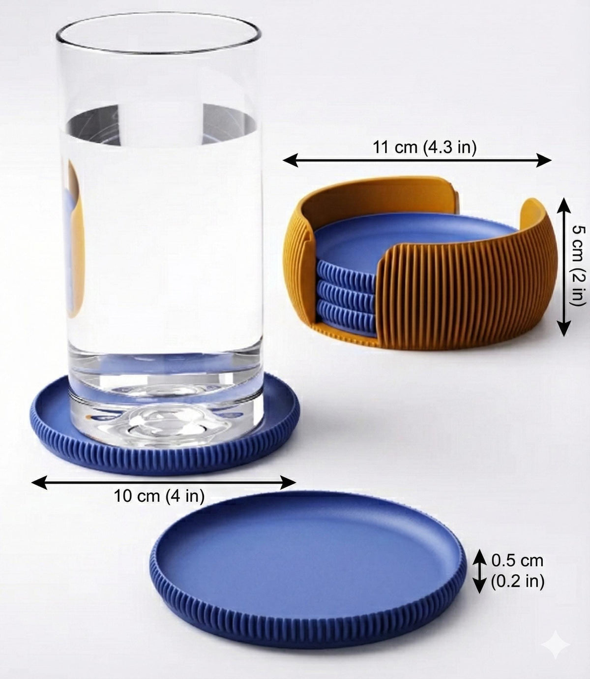 Modern Coaster Set with Holder Ribbed Design Mid-Century Modern Home Décor house warming gift fall Geometric Table Protection
