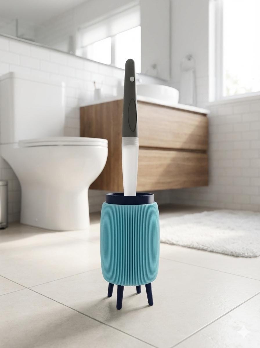 Hygienic 3D Printed Toilet Brush Holder Removable Draining Insert Modern Ribbed Design Easy Clean Bathroom Organizer