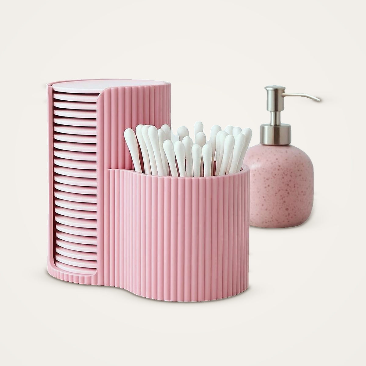 Ribbed Cotton Pad & Cotton Bud Holder – Bathroom Organiser